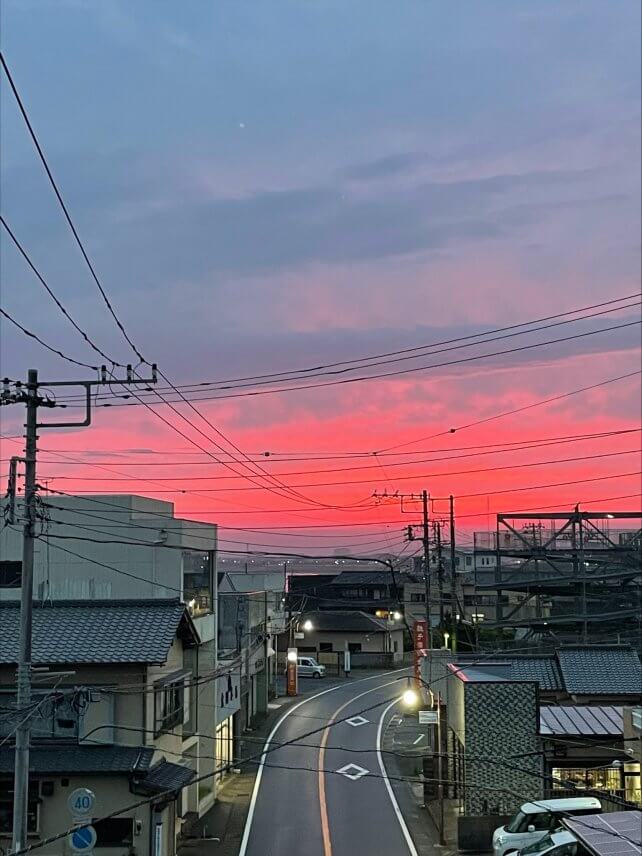 縁からの夕焼け